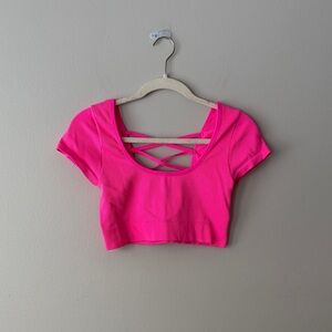 Aerie Hot Pink Crisscross Crop Top